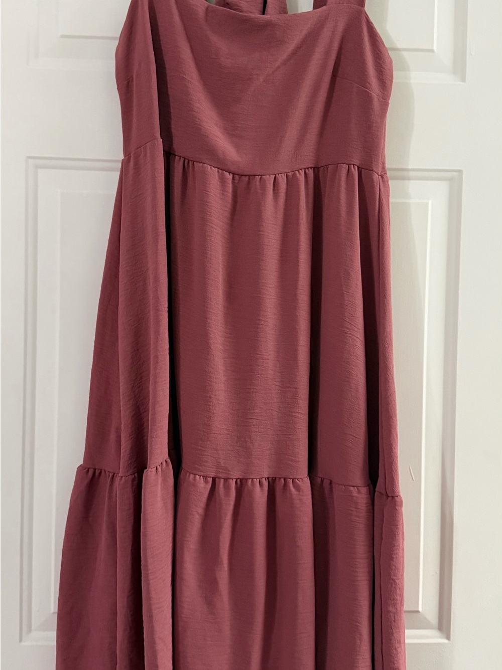 See You Monday Strapless Tiered Maxi Dress in Rose Mauve